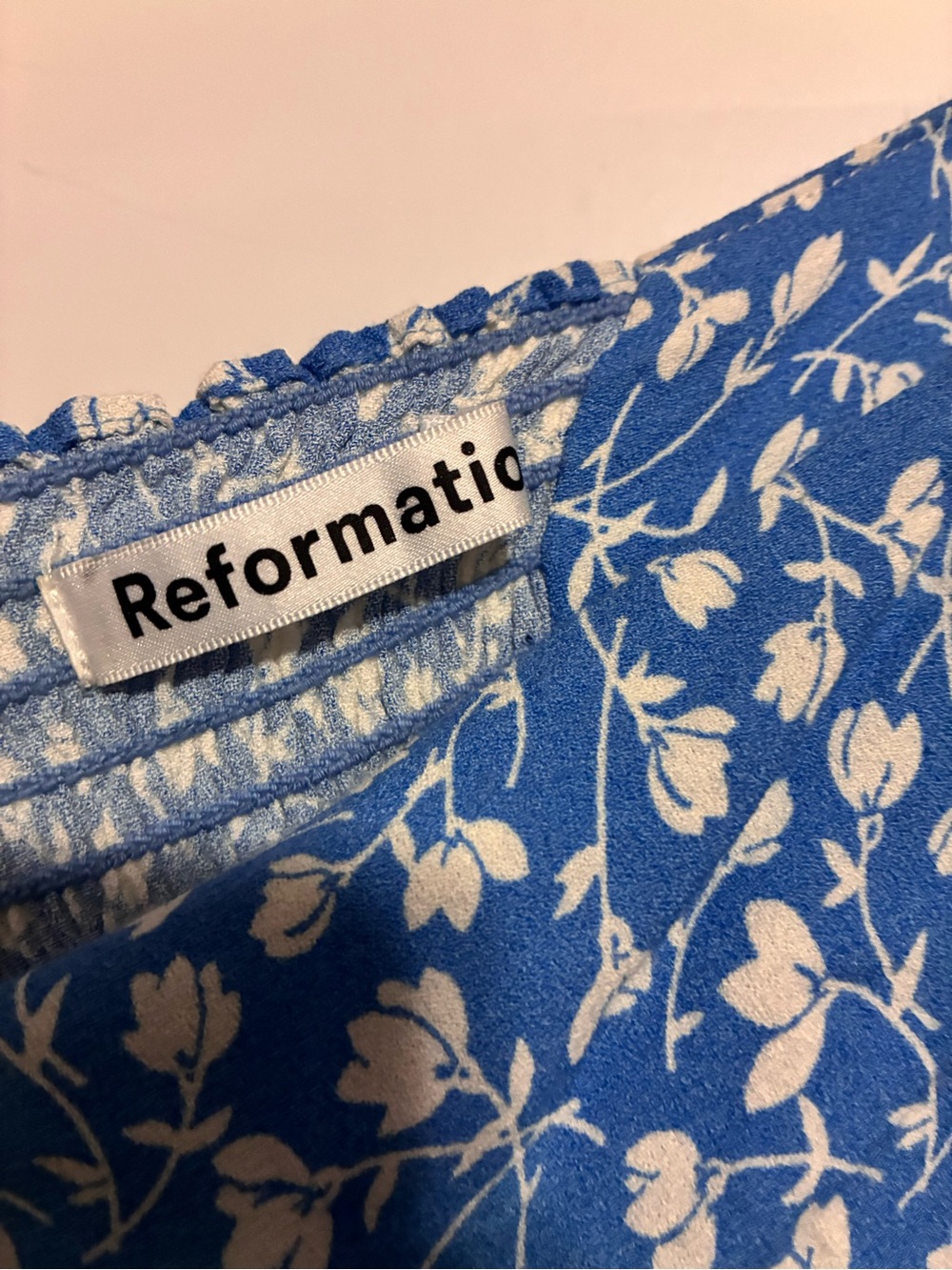 Reformation Mica ES Floral Marie Square Neck Midi Dress Blue Size 12 - Picture 11 of 14